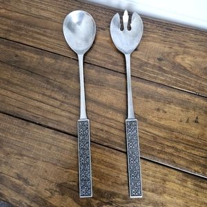 Vintage 1960s Stanley Roberts Stainless Salad Serving Set, Mid Century